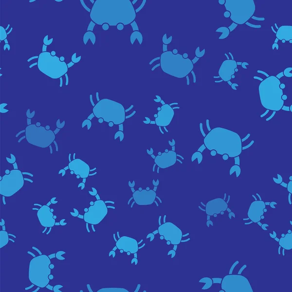 Blue Crab Icoon Geïsoleerd Naadloos Patroon Blauwe Achtergrond Vector — Stockvector