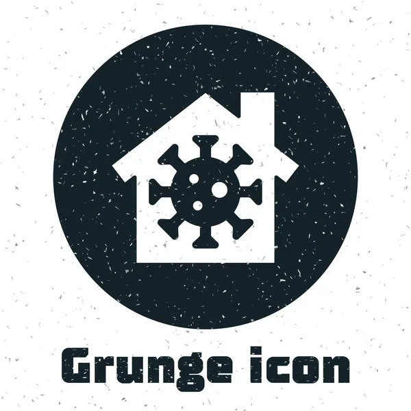 Grunge Stay Home Ikone Isoliert Auf Weißem Hintergrund Coronavirus 2019 — Stockvektor