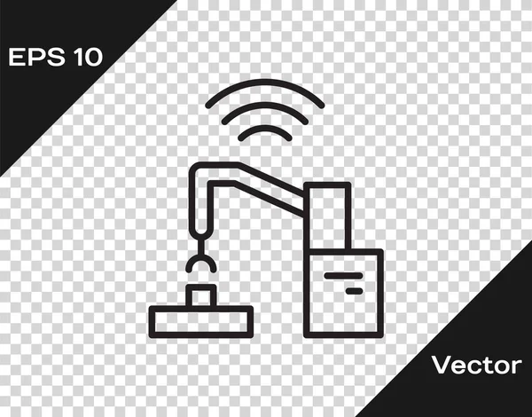 Linha Preta Máquina Industrial Robô Robô Braço Mão Fábrica Ícone — Vetor de Stock