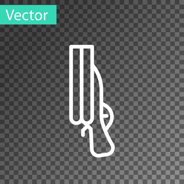 White Line Shotgun Icon Isolated Transparent Background Hunting Gun Vector — Stock Vector