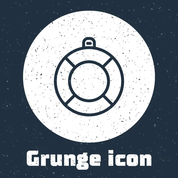 Línea Grunge Lifebuoy Icono Aislado Sobre Fondo Gris Símbolo Del — Vector de stock