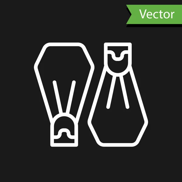 Línea Blanca Aletas Goma Para Nadar Icono Aislado Sobre Fondo — Vector de stock