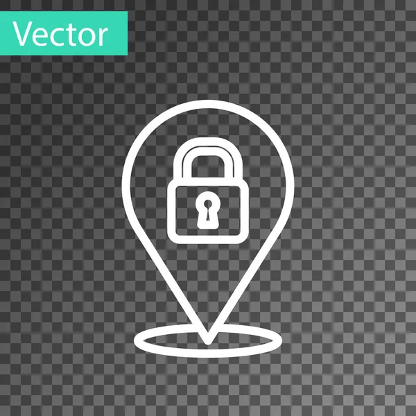 Weiße Linie Location Lock Symbol Isoliert Auf Transparentem Hintergrund Das — Stockvektor