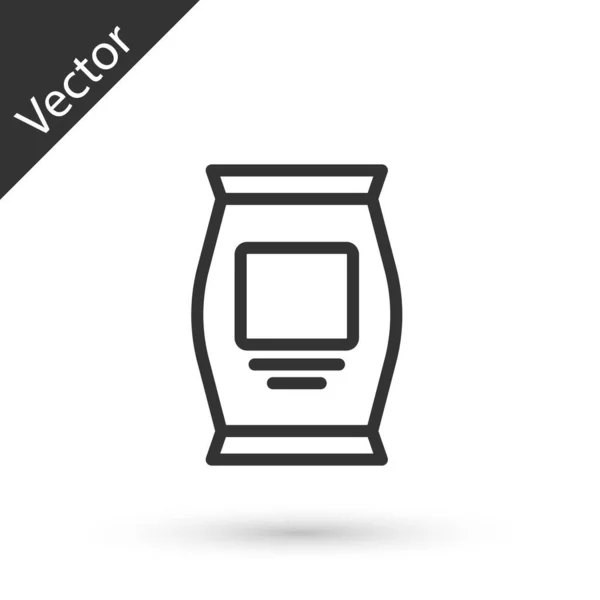 Línea Gris Fertilizante Bolsa Icono Aislado Sobre Fondo Blanco Vector — Vector de stock