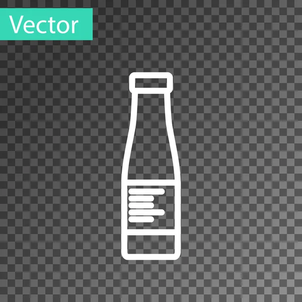 Белая Линия Иконка Бутылки Соуса Изолированы Прозрачном Фоне Кетчуп Горчица — стоковый вектор