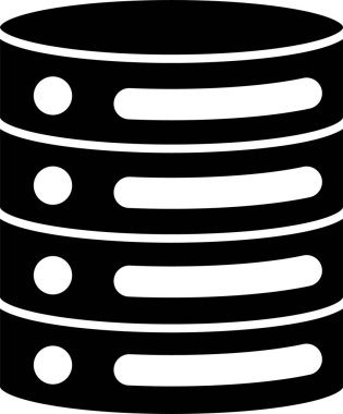 Siyah Sunucu, Data, Web Sunucu simgesi beyaz arkaplanda izole edildi. Vektör.