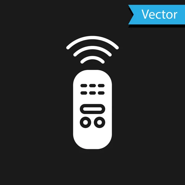 黒の背景に隔離されたホワイトスマートリモートコントロールシステムアイコン ワイヤレス接続で物事の概念のインターネット ベクトル — ストックベクタ
