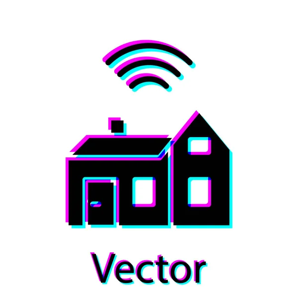 Черный Умный Дом Беспроводной Значок Изолирован Белом Фоне Дистанционное Управление — стоковый вектор