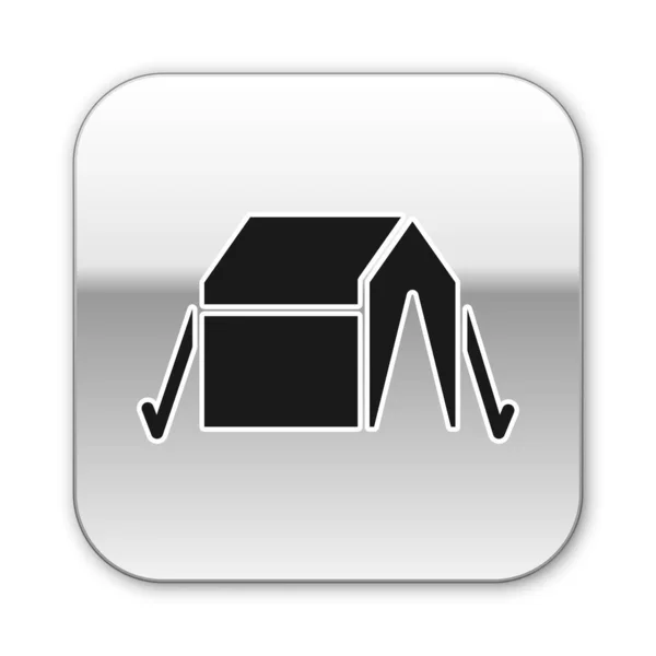 Icona Tenda Turistica Nera Isolata Sfondo Bianco Simbolo Campeggio Pulsante — Vettoriale Stock