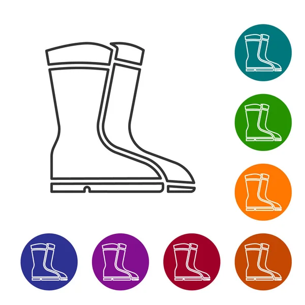 Black Line Fishing Boots Icon Isolated White Background Waterproof Rubber — Stock Vector