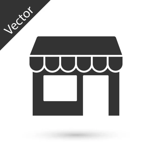 Edificio Grey Shopping Icono Tienda Mercado Aislado Sobre Fondo Blanco — Vector de stock