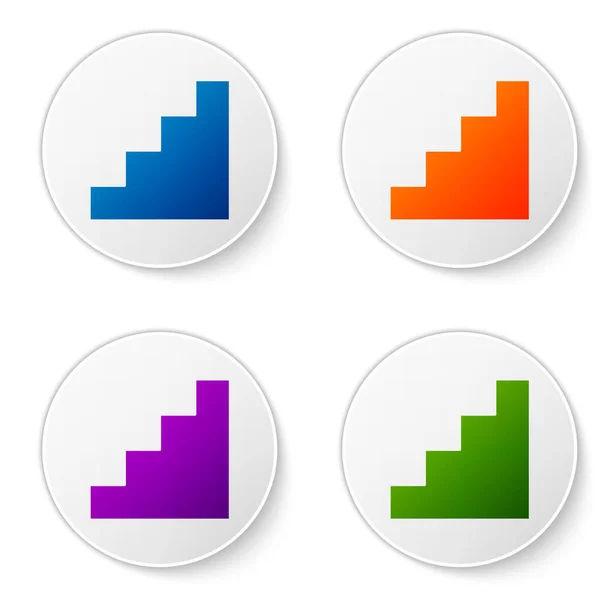 Color Staircase Icon Isolated White Background Set Icons Circle Buttons — Stock Vector