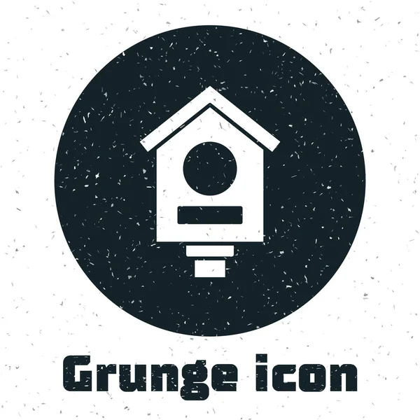 Grunge Bird House Ikone Isoliert Auf Weißem Hintergrund Vogelhäuschen Mit — Stockvektor