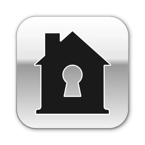 Black House Protection Icon Isolated White Background Home Shield Protection — Stock Vector