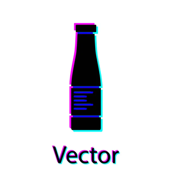 Czarny Sos Butelka Ikona Izolowane Białym Tle Butelki Keczupu Musztardy — Wektor stockowy