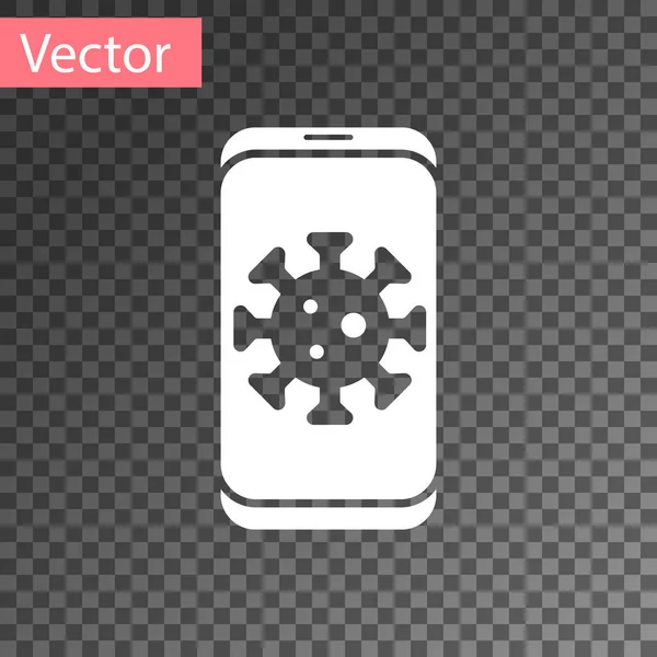 Statistiques White Virus Sur Icône Mobile Isolé Sur Fond Transparent — Image vectorielle