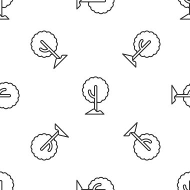 Gri çizgi ağaç simgesi beyaz arka planda izole edilmiş pürüzsüz desen. Orman sembolü. Vektör.