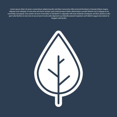 Mavi çizgi Yaprak simgesi mavi arkaplanda izole edildi. Taze doğal ürün sembolü. Vektör.