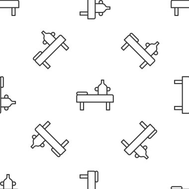 Yağ ikonlu gri çizgi masajı beyaz arka planda izole edilmiş pürüzsüz desen. Vektör.