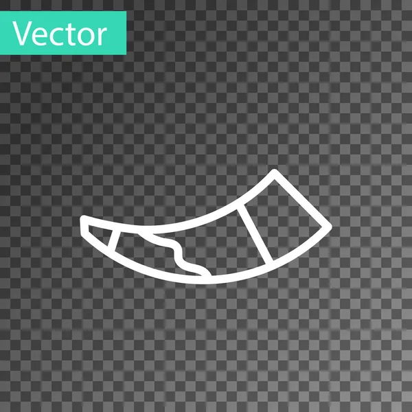 Línea Blanca Icono Cuerno Caza Aislado Sobre Fondo Transparente Vector — Vector de stock