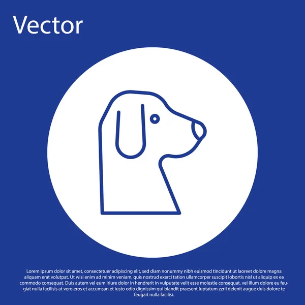 Синяя Линия Dog Иконка Выделена Синем Фоне Кнопка Белого Круга — стоковый вектор