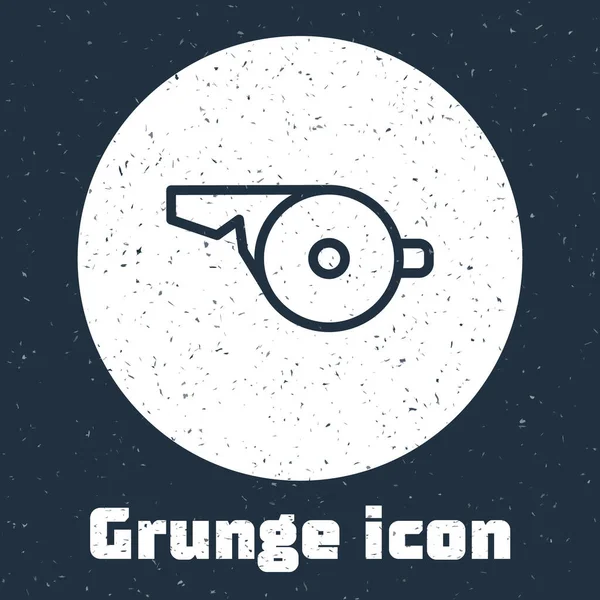 Línea Grunge Icono Silbato Aislado Sobre Fondo Gris Símbolo Árbitro — Vector de stock