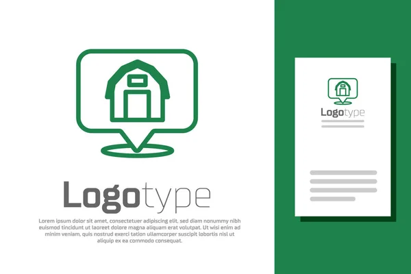 Groene Lijn Locatie Boerderij Icoon Geïsoleerd Witte Achtergrond Logo Ontwerp — Stockvector