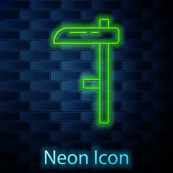 Świecące Neon Linii Scythe Ikona Izolowane Tle Cegły Ściany Wektor — Wektor stockowy