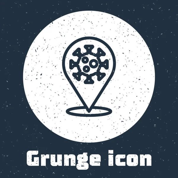 Grunge Line Corona Virus 2019 Ncov Sur Icône Localisation Isolée — Image vectorielle