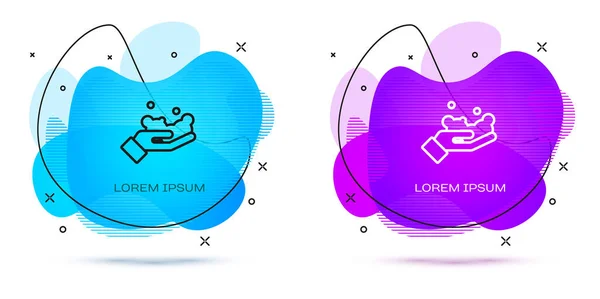 Línea Lavarse Las Manos Con Icono Jabón Aislado Sobre Fondo — Vector de stock