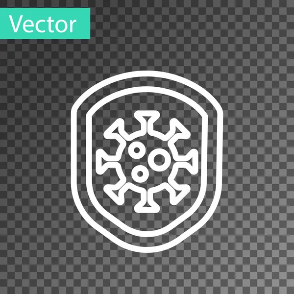 Escudo Línea Blanca Que Protege Contra Virus Gérmenes Bacterias Icono — Vector de stock