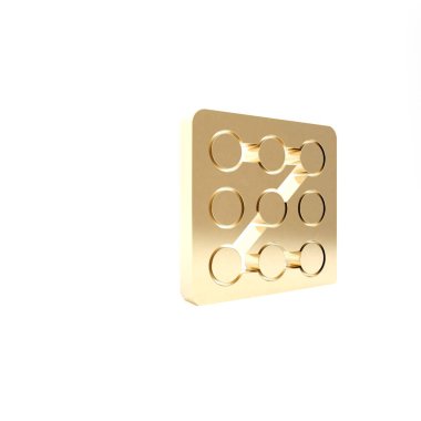 Altın Grafik şifre koruması ve beyaz arkaplanda izole edilmiş güvenlik erişim simgesi. Güvenlik, güvenlik, koruma, gizlilik kavramı. 3d illüstrasyon 3B canlandırma