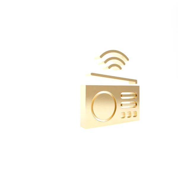 Ícone do sistema de rádio Gold Smart isolado no fundo branco. Internet das coisas conceito com conexão sem fio. 3D ilustração 3D render — Fotografia de Stock