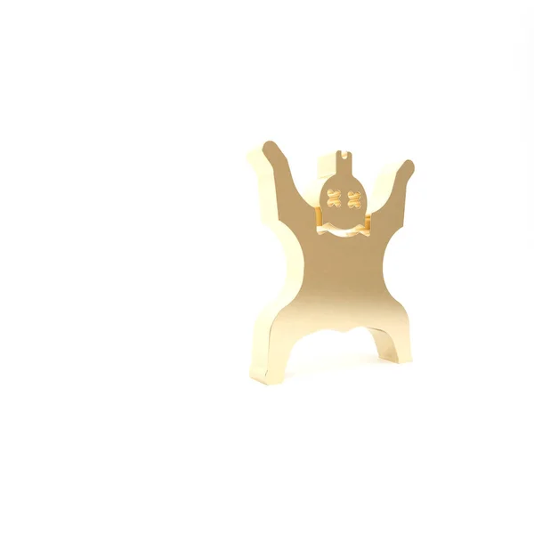 Ícone de pele de urso de ouro isolado no fundo branco. 3D ilustração 3D render — Fotografia de Stock