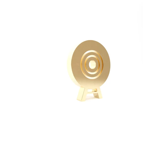 Gold Target sport icon isolated on white background. Clean target with numbers for shooting range or shooting. 3d illustration 3D render — Stock Photo, Image