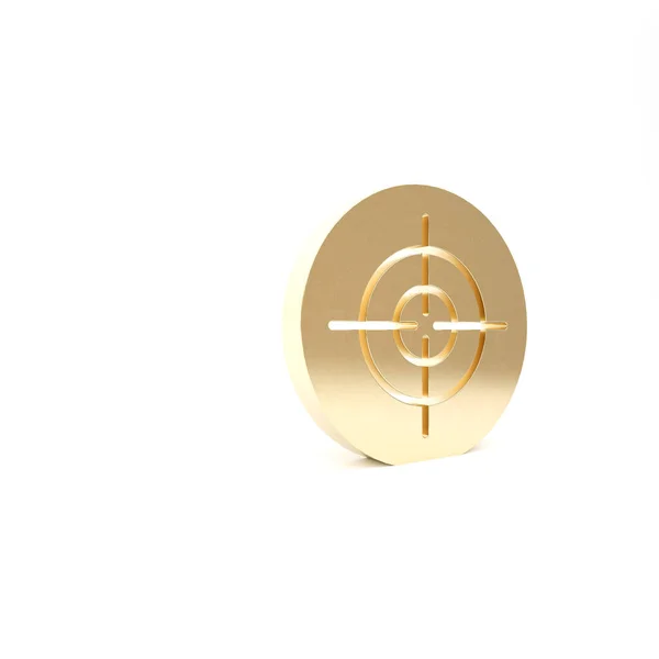 Ícone esportivo Gold Target isolado no fundo branco. Limpe o alvo com números para tiro ou tiro. 3D ilustração 3D render — Fotografia de Stock