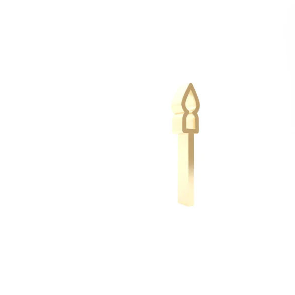 Icono de lanza medieval dorada aislado sobre fondo blanco. Arma medieval. 3D ilustración 3D render —  Fotos de Stock