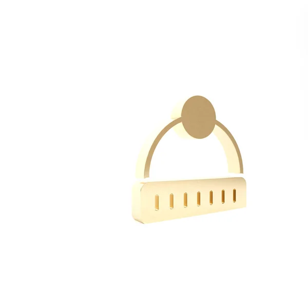 Guld vinter hatt ikon isolerad på vit bakgrund. 3D-återgivning för 3D — Stockfoto