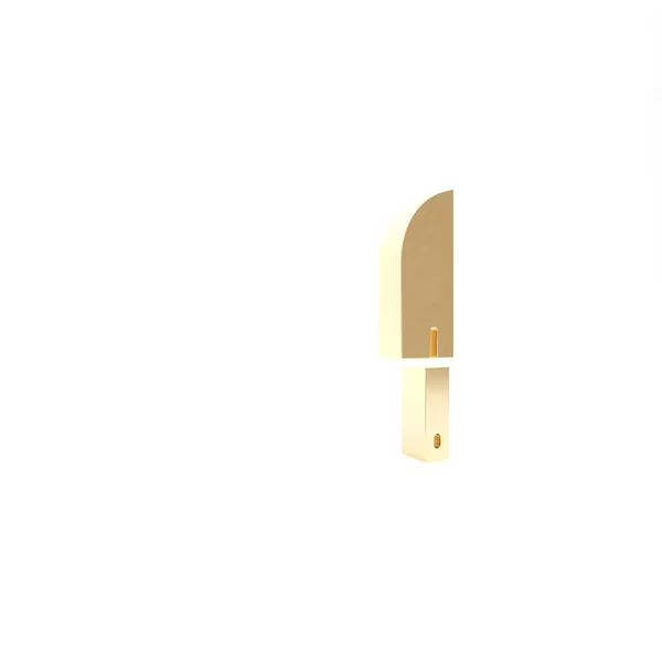 Gold Knife Symbol isoliert auf weißem Hintergrund. Bestecksymbol vorhanden. 3D Illustration 3D Renderer — Stockfoto