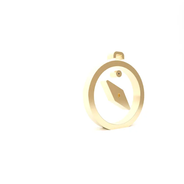 Guldkompass ikon isolerad på vit bakgrund. Windrose navigeringssymbol. Vindrosa tecken. 3D-återgivning för 3D — Stockfoto