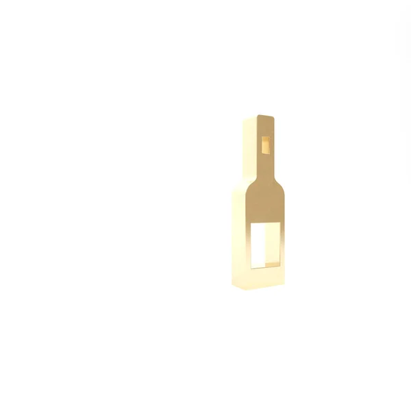 Guld Glasflaska vodka ikon isolerad på vit bakgrund. 3D-återgivning för 3D — Stockfoto