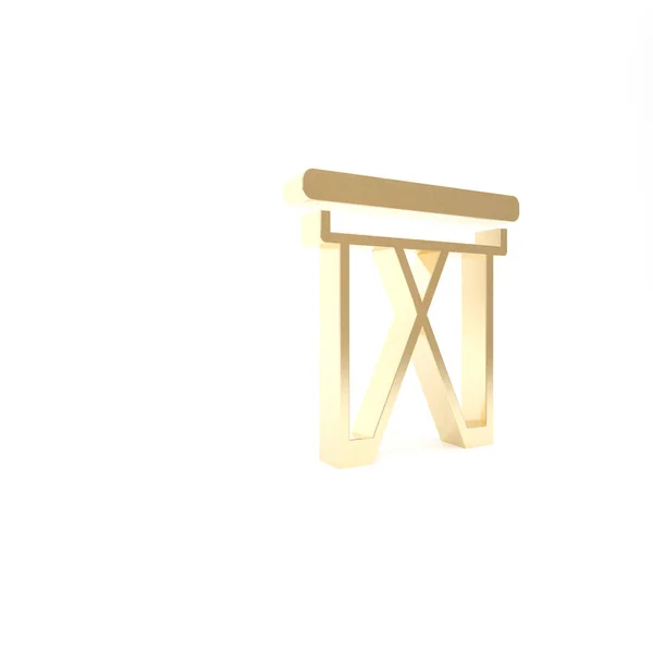 Icono de silla plegable portátil Gold Camping aislado sobre fondo blanco. Descansa y relaja el equipo. Asiento de pesca. 3D ilustración 3D render —  Fotos de Stock