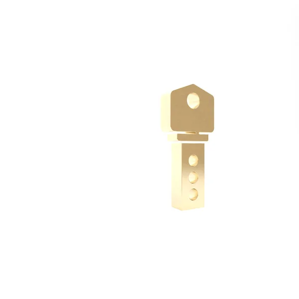 Gold House kulcs ikon elszigetelt fehér háttérrel. 3d illusztráció 3D render — Stock Fotó