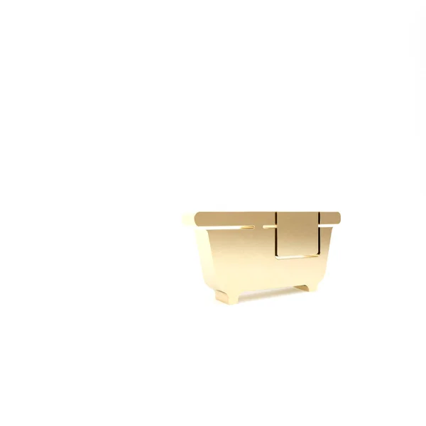 Guld Badkar ikon isolerad på vit bakgrund. 3D-återgivning för 3D — Stockfoto