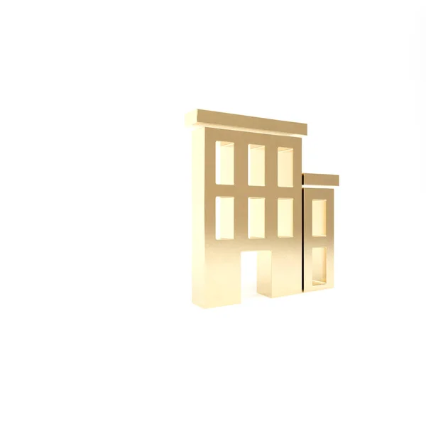 Иконка Gold House выделена на белом фоне. Домашний символ 3D-рендеринг — стоковое фото