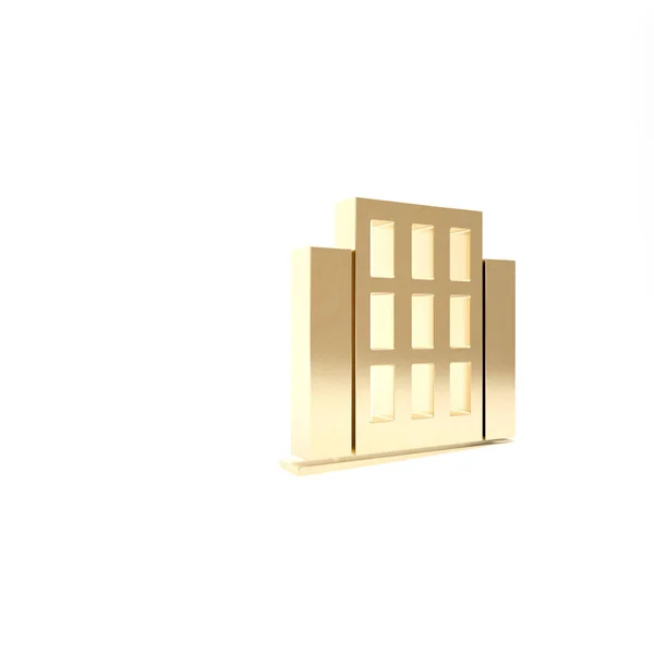 Gold House ikona izolované na bílém pozadí. Domácí symbol. 3D ilustrace 3D vykreslení — Stock fotografie