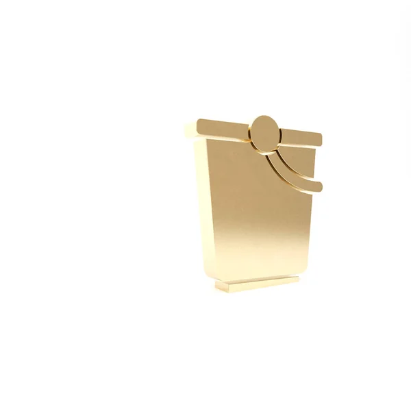 Значок золотого ведра выделен на белом фоне. 3D-рендеринг — стоковое фото