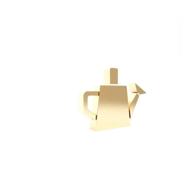 Gold Watering can icon isolated on white background. Irrigation symbol. 3d illustration 3D render — Stock Photo, Image