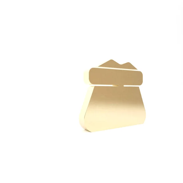 Gold Icona a sacco pieno isolato su sfondo bianco. Illustrazione 3d rendering 3D — Foto Stock