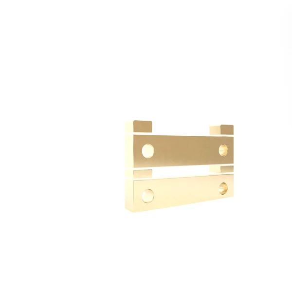Złote drewniane pudełko ikona izolowane na białym tle. Kosz spożywczy, skrzynia magazynowa. Pusty drewniany pojemnik na warzywa, produkty. Ilustracja 3D 3D renderowania — Zdjęcie stockowe
